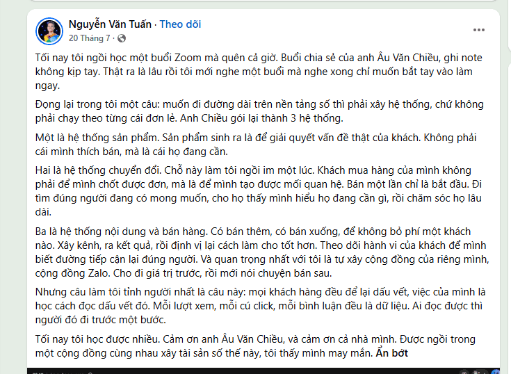 Phản hồi về hệ thống sản phẩm và bán hàng